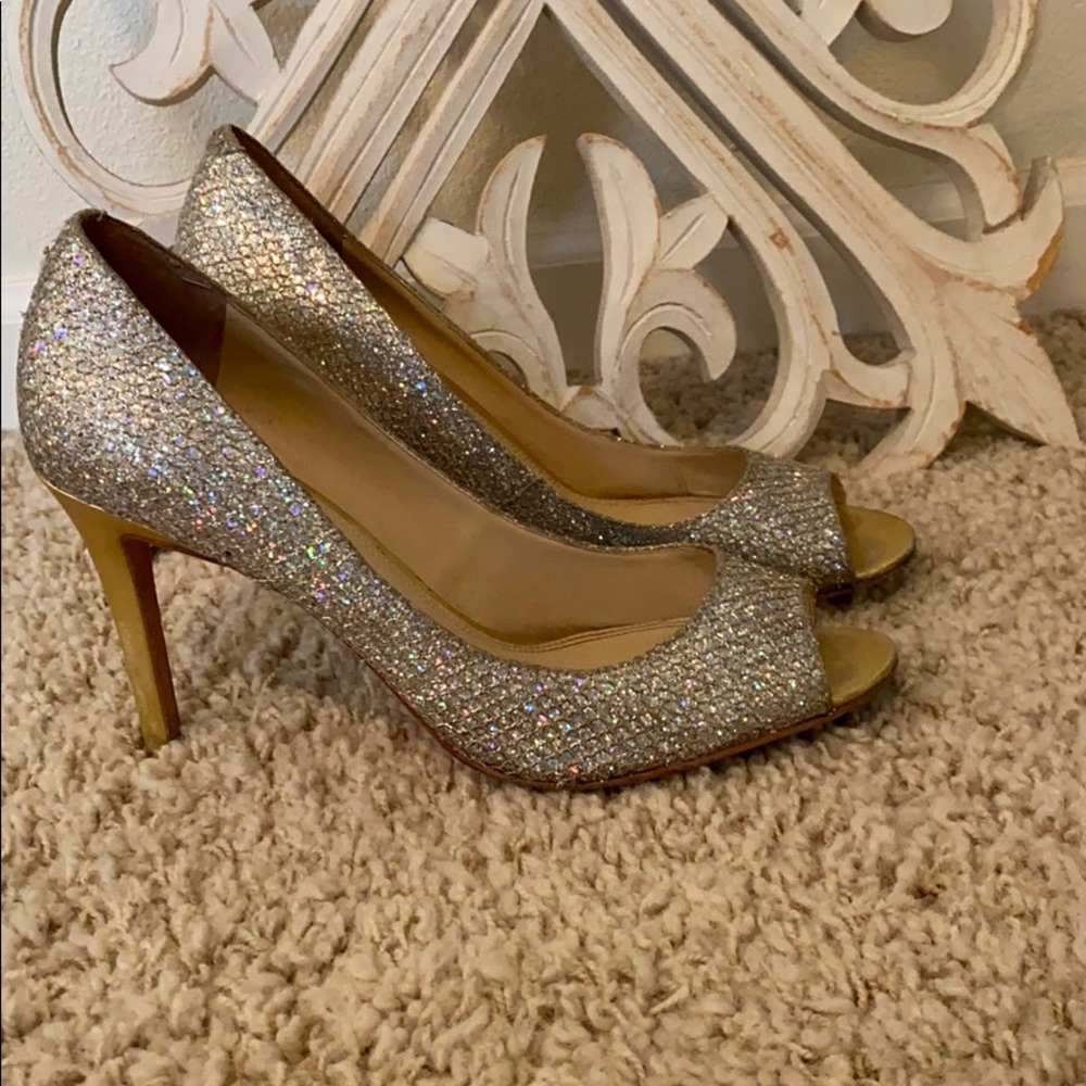 Enzo Angiolini glitter peep toe heels
